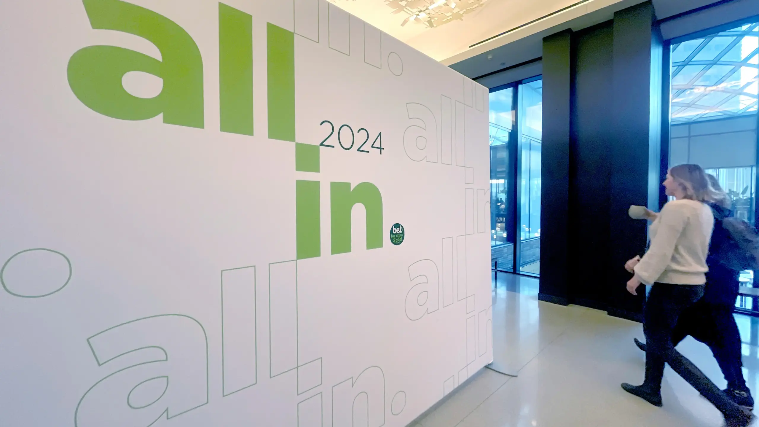 All In 2024 backdrop signage in the lobby