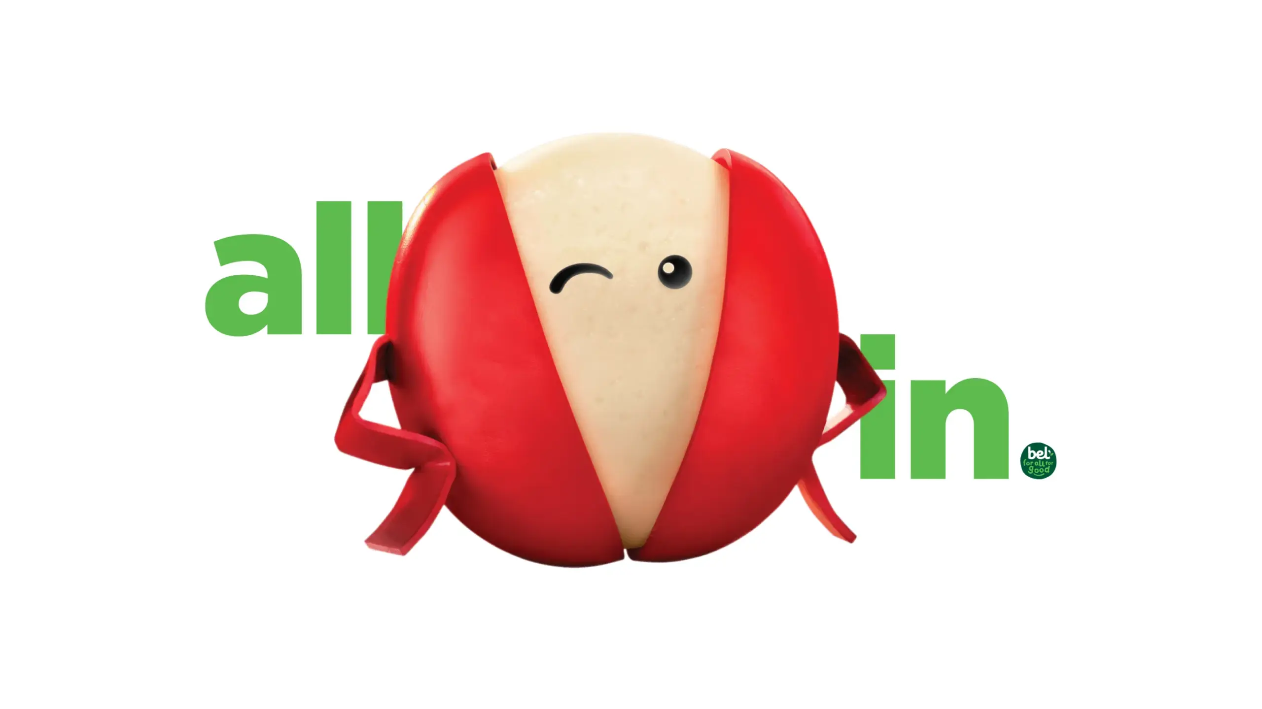 Mini Babybel cheese image in between the All In logo