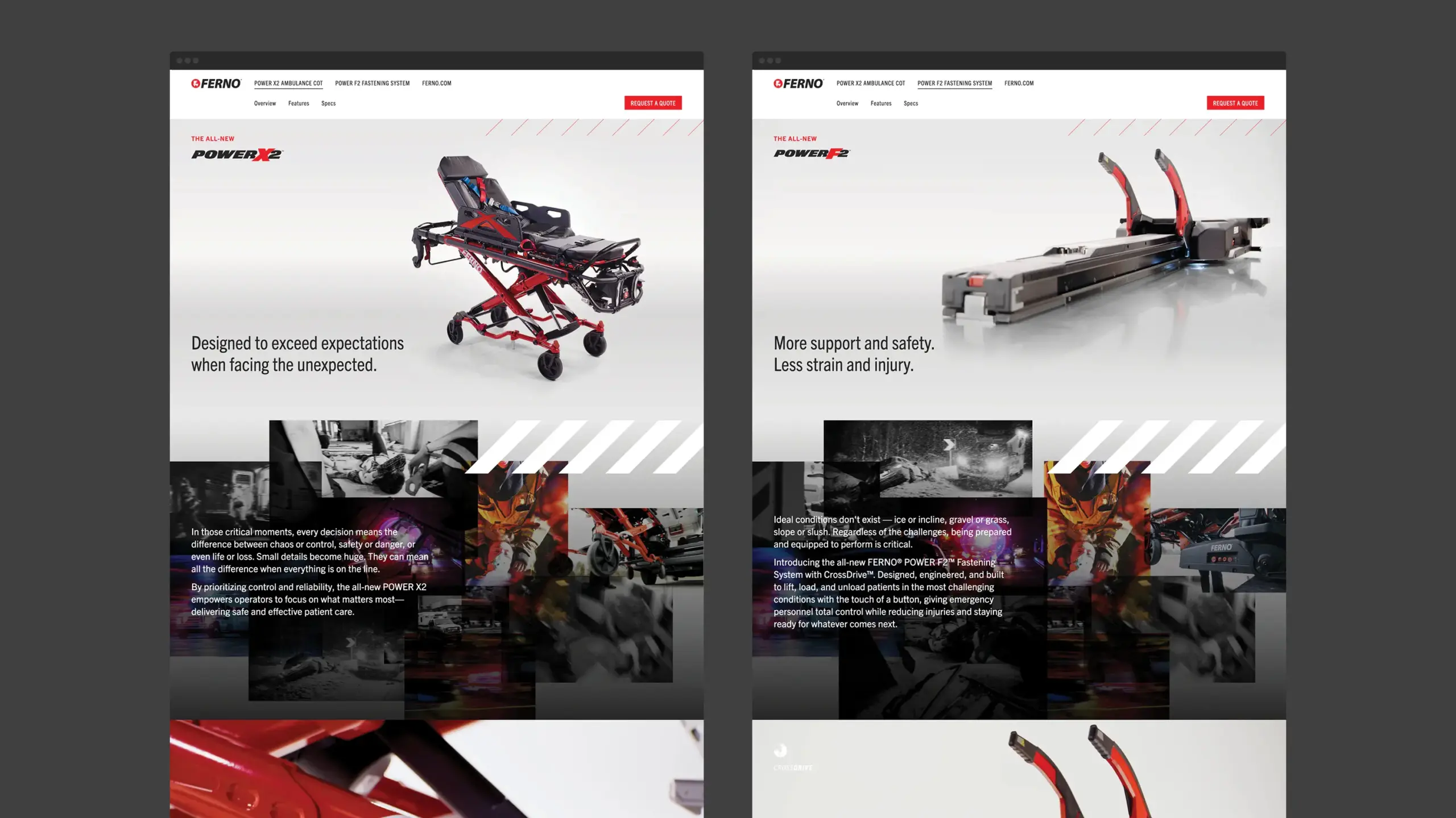 Landing pages for the all-new Power X2 and Power F2