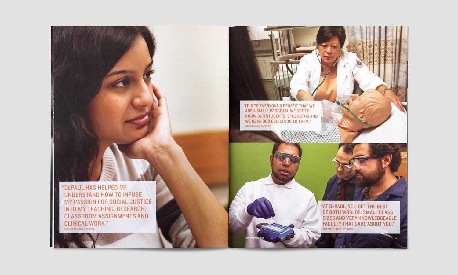 A collage of diverse individuals engaged in education and science. Quotes highlight the benefits of small class sizes and personalized learning.