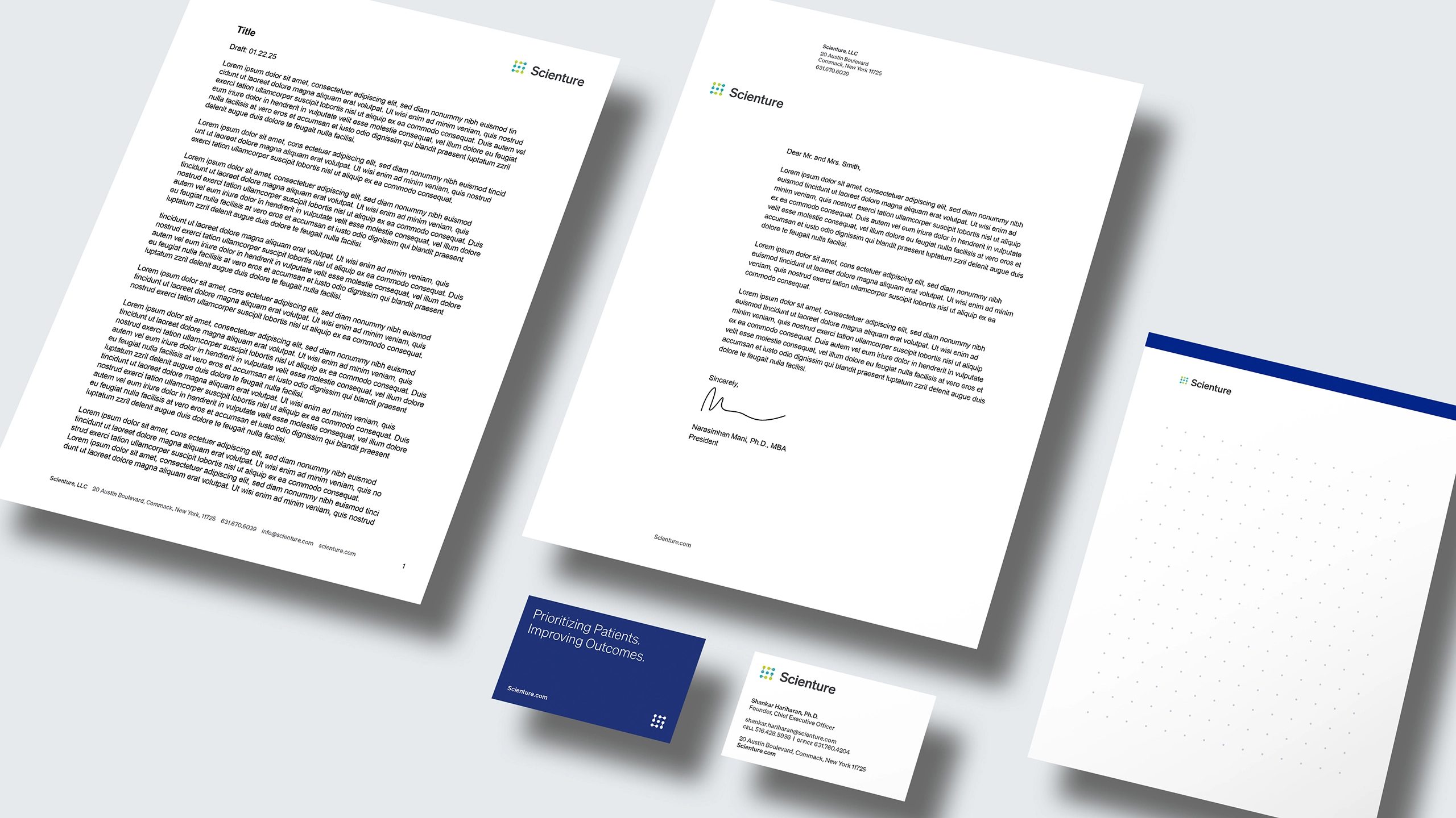 New stationery set for Scienture, LLC.