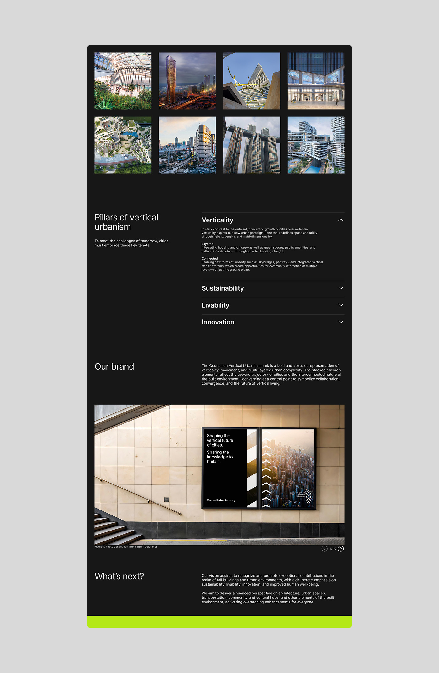 Image of the bottom of the Brand Launch webpage on the Council on Vertical Urbanism website