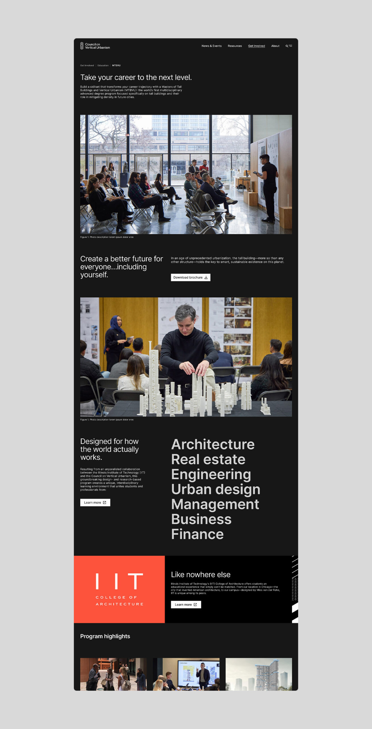Image of the Masters of Tall Buildings and Vertical Urbanism (MTBVU) webpage on the Council on Vertical Urbanism website